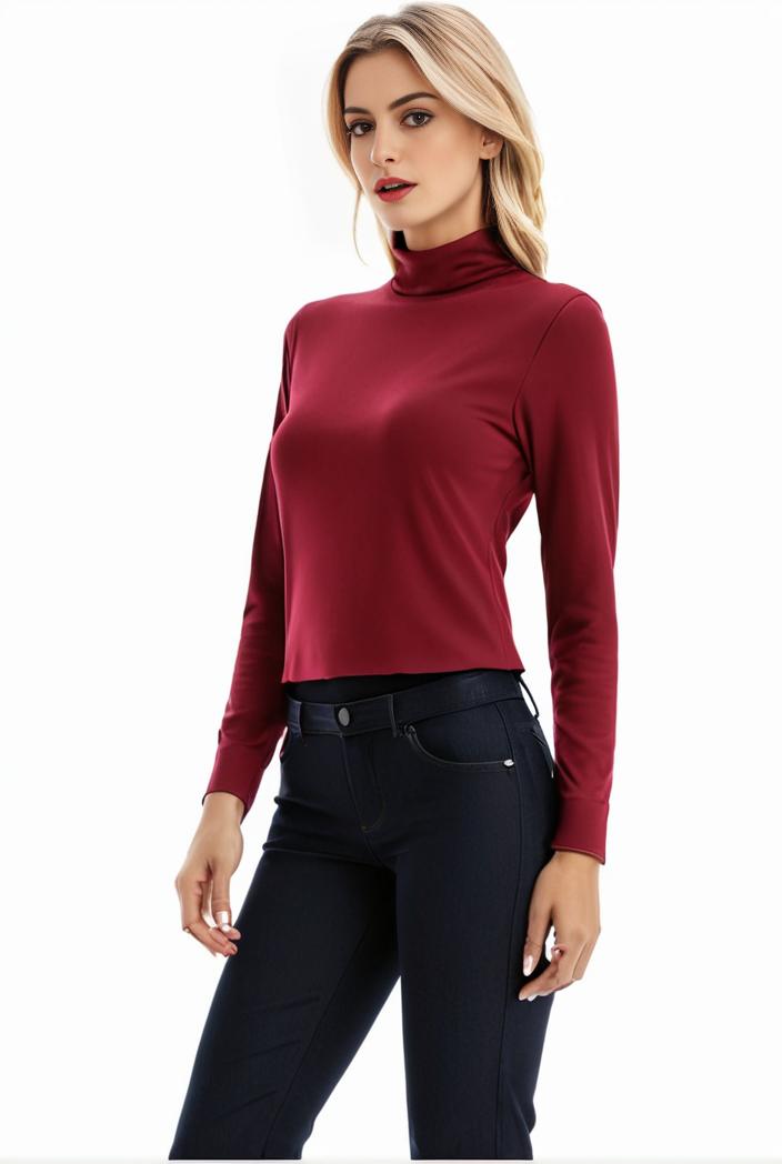 3 sets of turtleneck tees comfy long sleeve shirt perfect for spring autumn women s apparel 120534