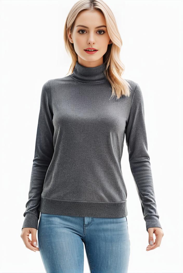 3 sets of turtleneck tees comfy long sleeve shirt perfect for spring autumn women s apparel 120545