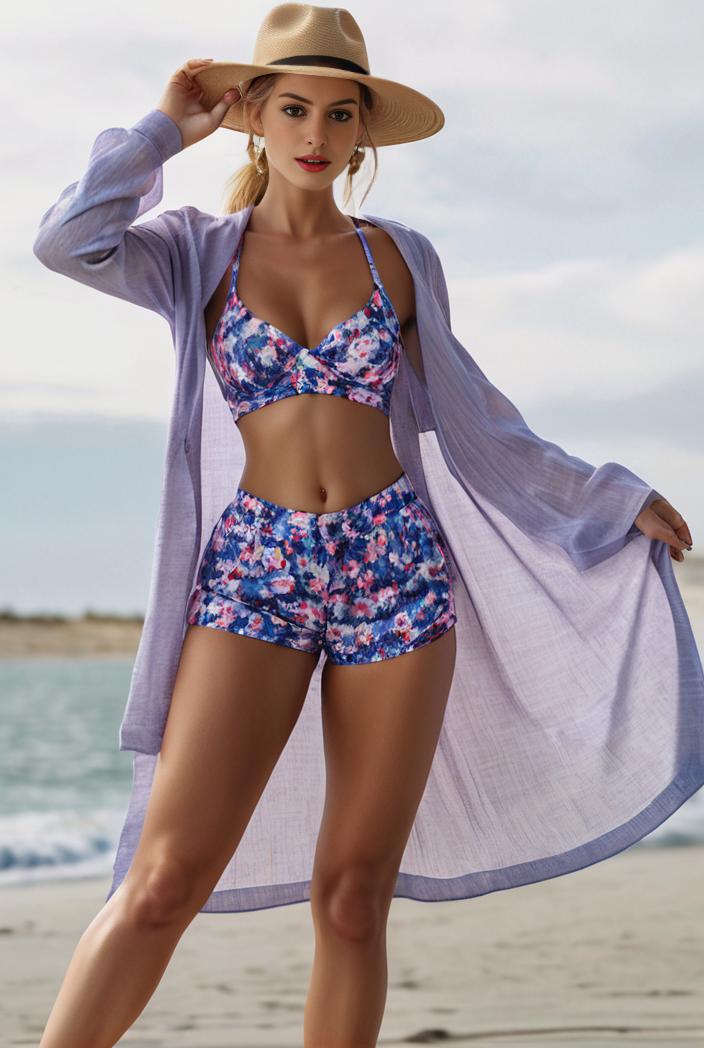 3 pieces sexy print bikini women high waist swimsuit cover up swimwear female lady bathing suit swimming summer beachwear 142845