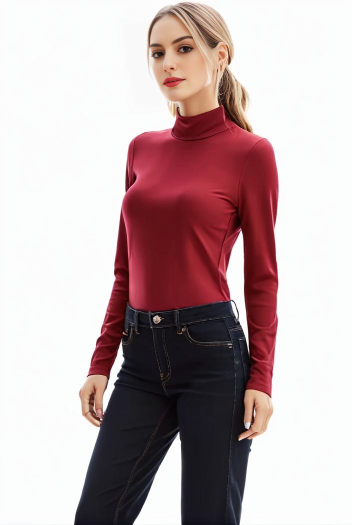 3 sets of turtleneck tees comfy long sleeve shirt perfect for spring autumn women s apparel 142856