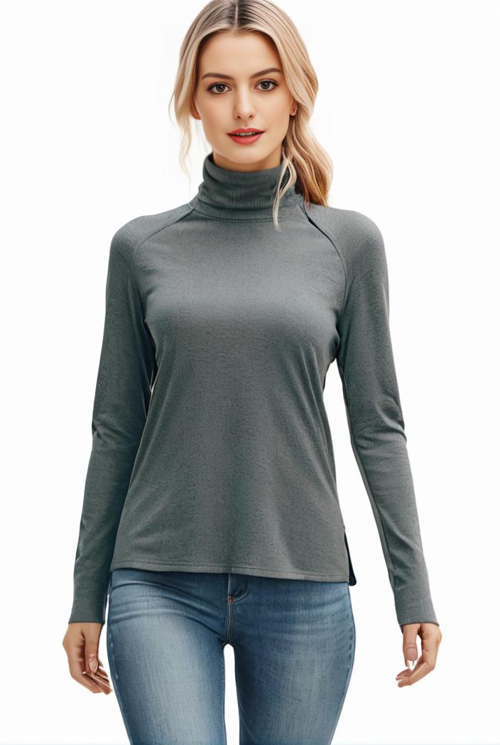 3 sets of turtleneck tees comfy long sleeve shirt perfect for spring autumn women s apparel 142863
