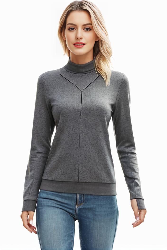 3 sets of turtleneck tees comfy long sleeve shirt perfect for spring autumn women s apparel 142864
