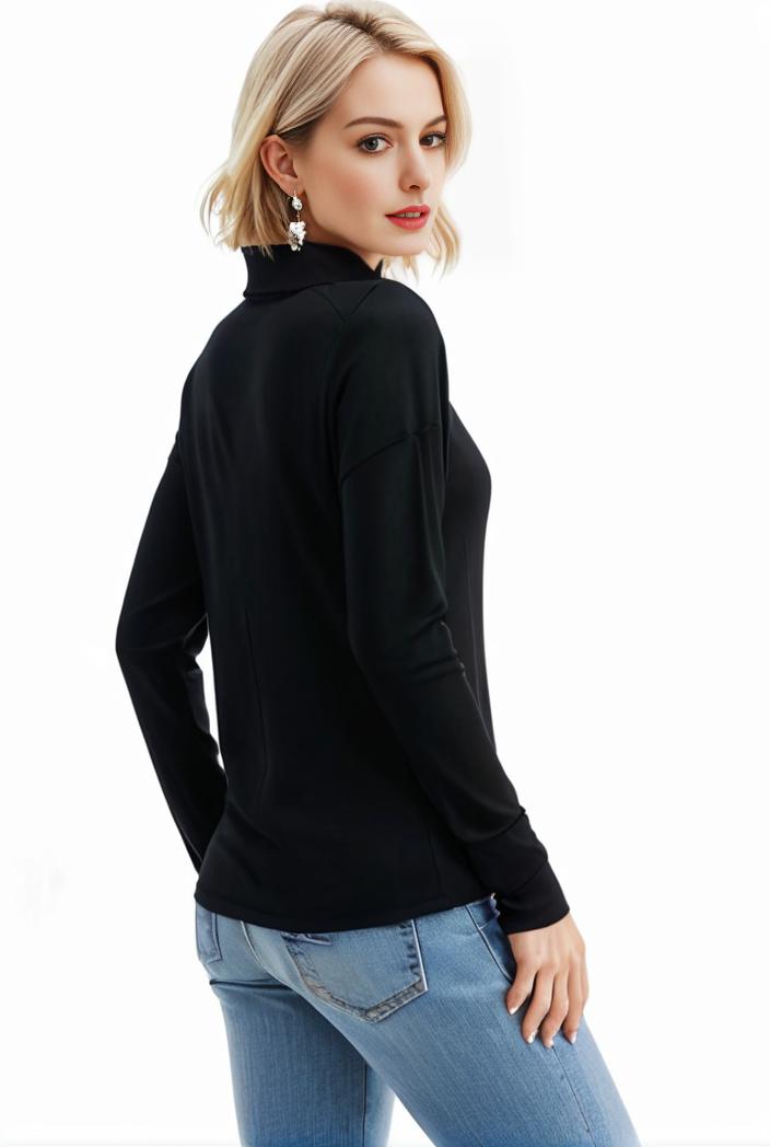 3 sets of turtleneck tees comfy long sleeve shirt perfect for spring autumn women s apparel 142878