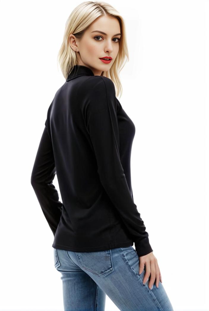 3 sets of turtleneck tees comfy long sleeve shirt perfect for spring autumn women s apparel 142883