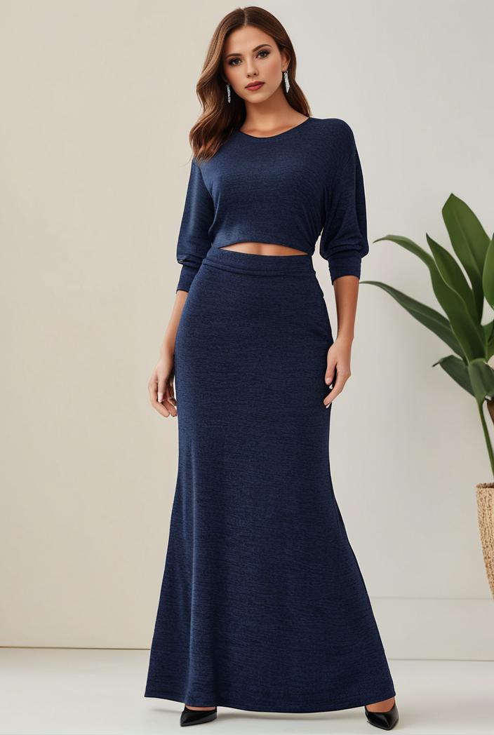 3 4 sleeve bodycon plunging back sequin evening dress 100008