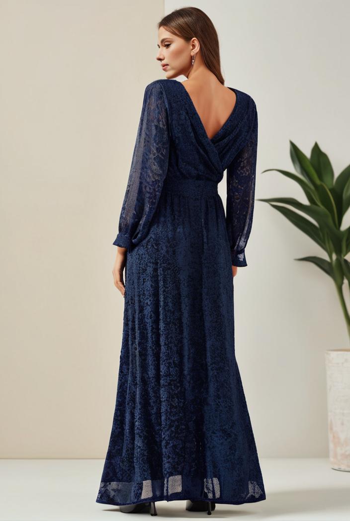 3 4 sleeve bodycon plunging back sequin evening dress 100022