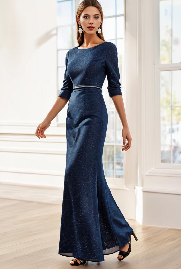 3 4 sleeve bodycon plunging back sequin evening dress 141062