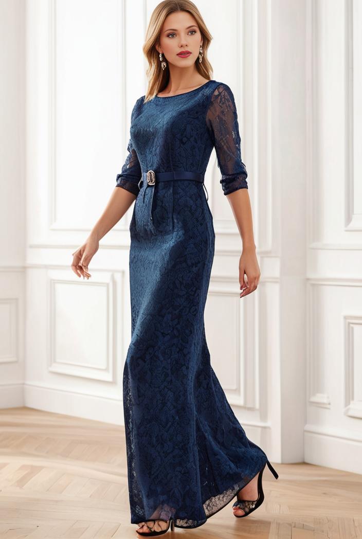 3 4 sleeve bodycon plunging back sequin evening dress 141064