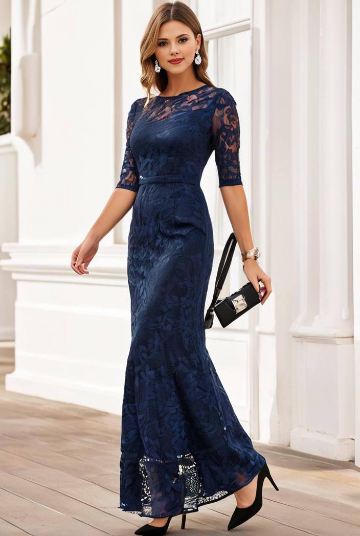 3 4 sleeve bodycon plunging back sequin evening dress 141068