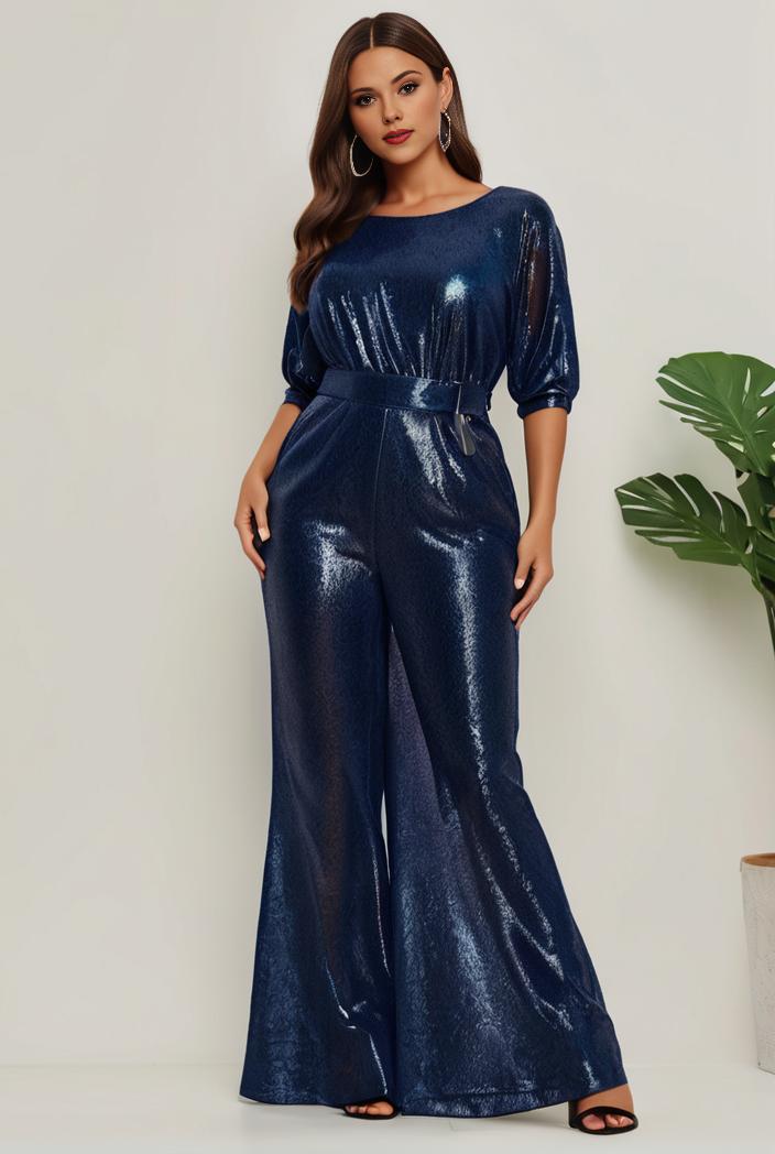 3 4 sleeve bodycon plunging back sequin evening dress 141073
