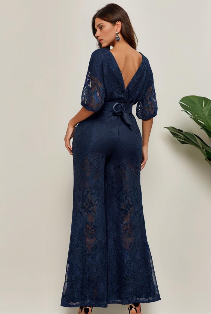 3 4 sleeve bodycon plunging back sequin evening dress 141089