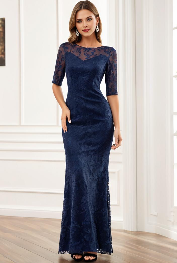 3 4 sleeve bodycon plunging back sequin evening dress 141108