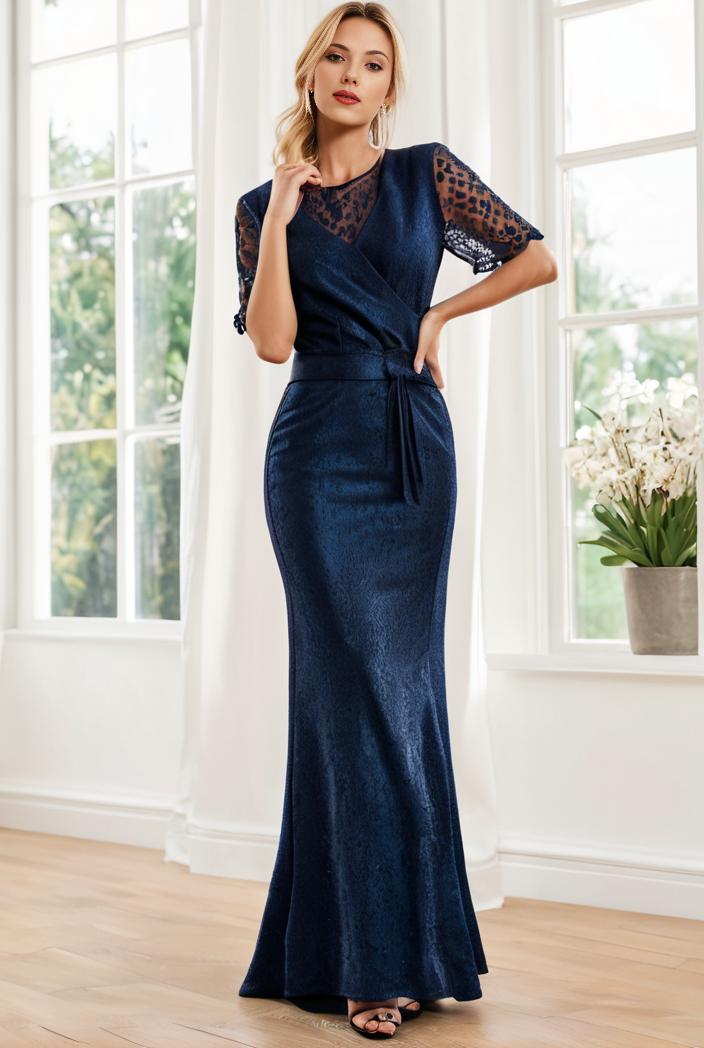 3 4 sleeve bodycon plunging back sequin evening dress 141111