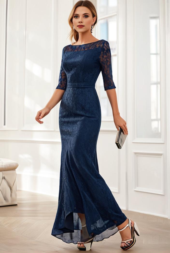 3 4 sleeve bodycon plunging back sequin evening dress 134955