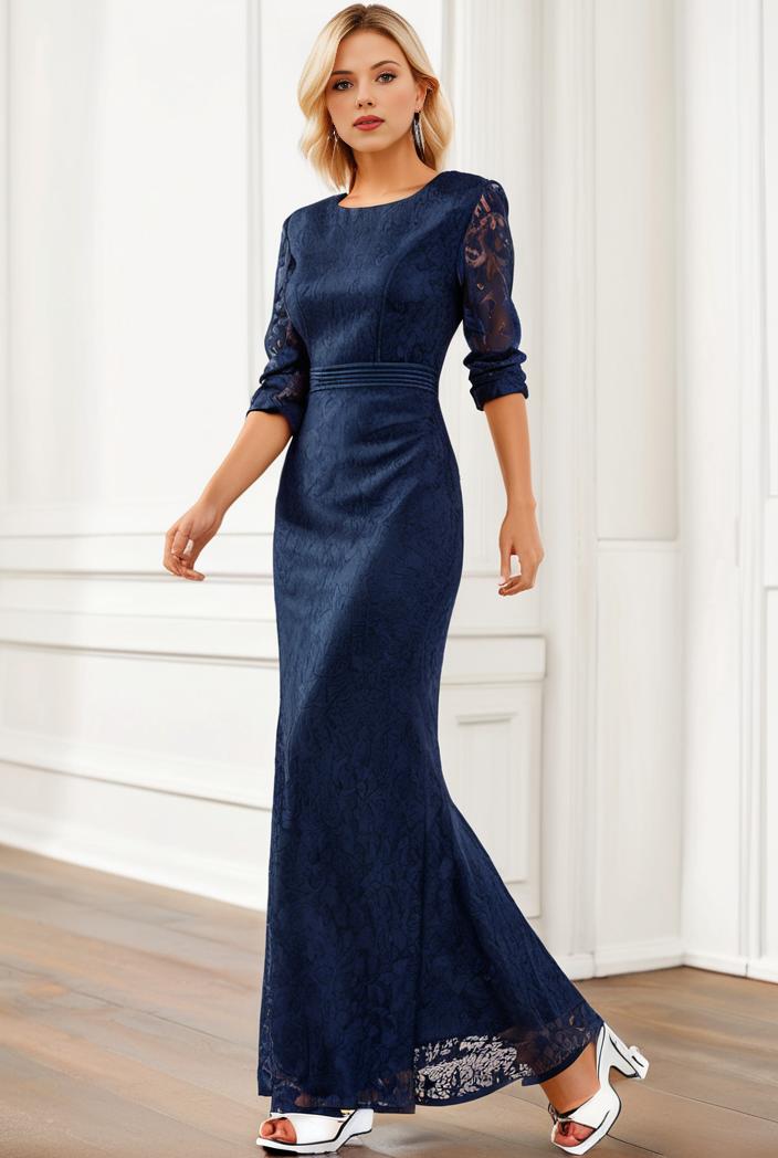 3 4 sleeve bodycon plunging back sequin evening dress 134960