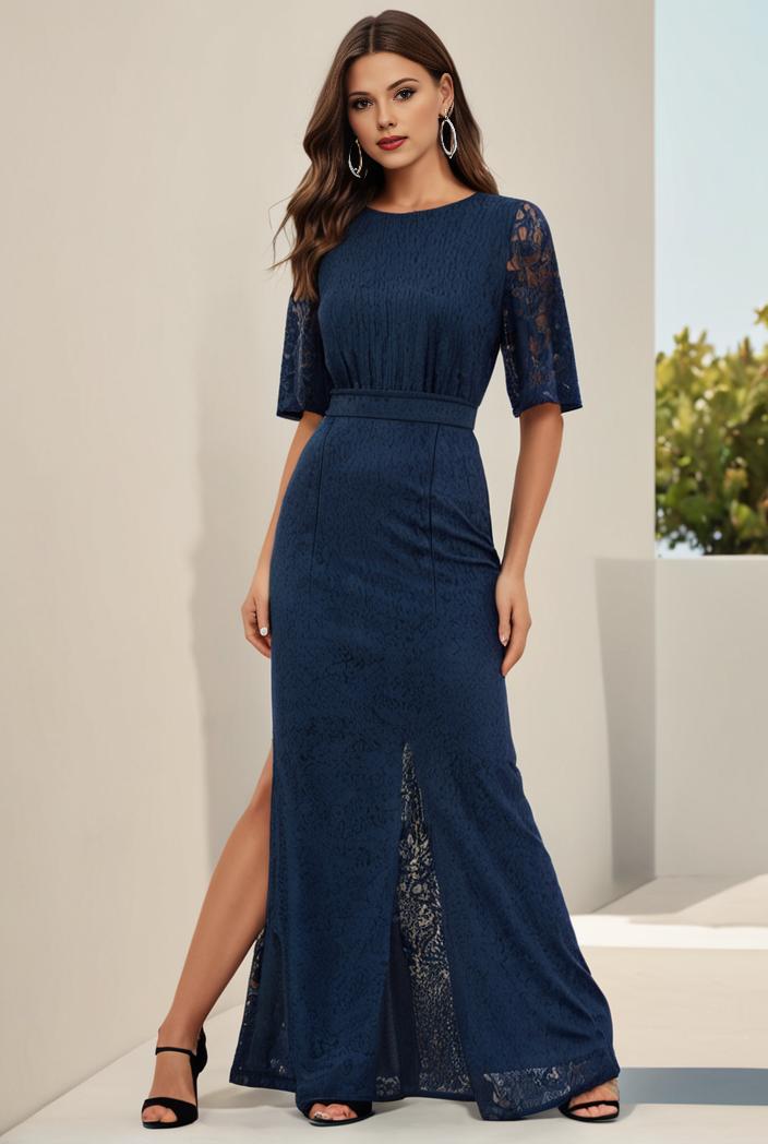 3 4 sleeve bodycon plunging back sequin evening dress 134966