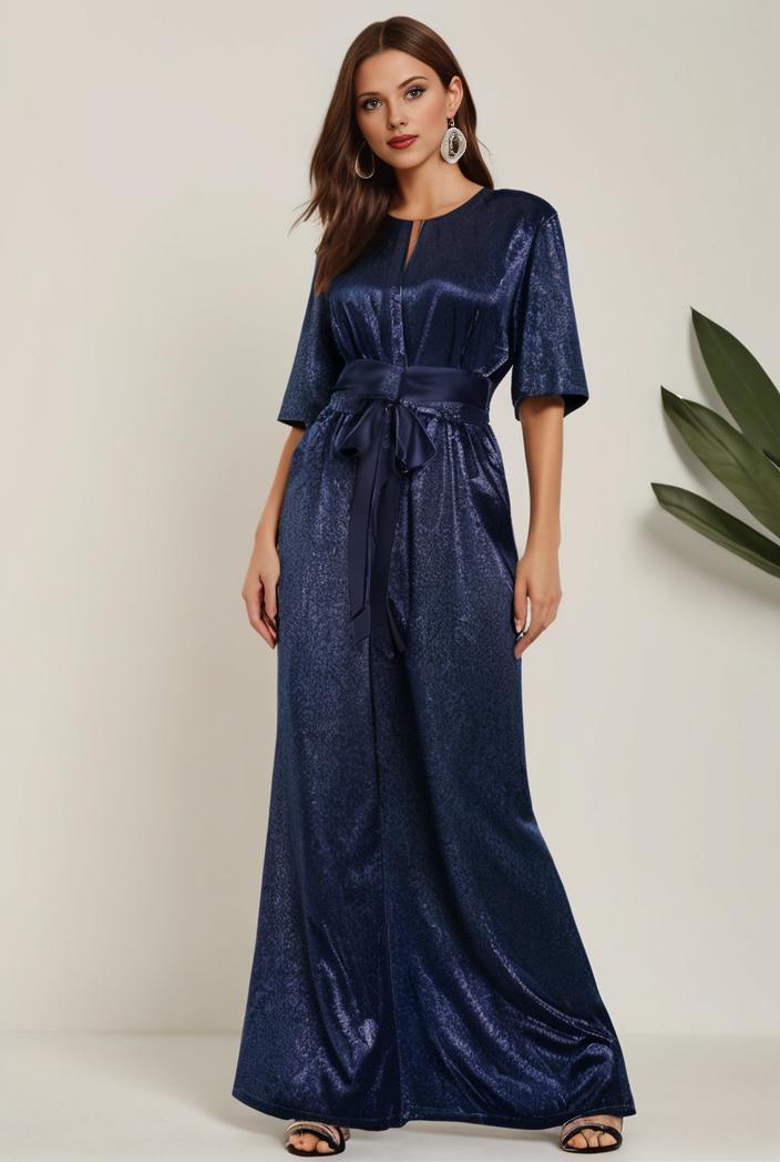 3 4 sleeve bodycon plunging back sequin evening dress 134967