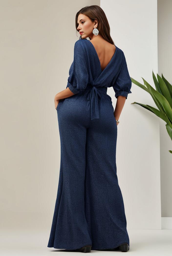 3 4 sleeve bodycon plunging back sequin evening dress 134979