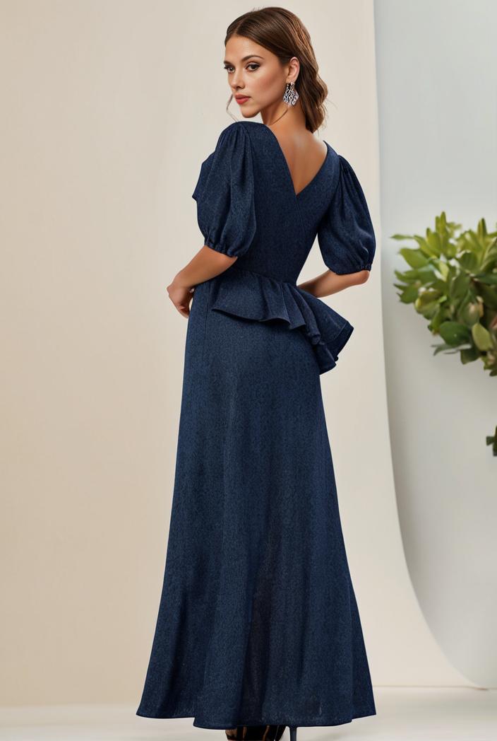 3 4 sleeve bodycon plunging back sequin evening dress 134982