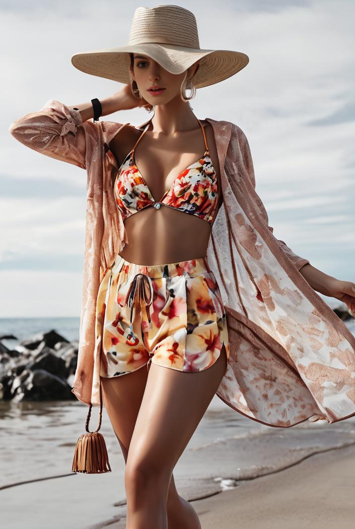 3 pieces sexy print bikini women high waist swimsuit cover up swimwear female lady bathing suit swimming summer beachwear 105310