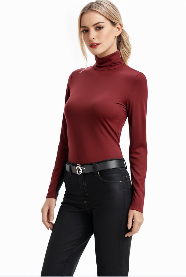 3 sets of turtleneck tees comfy long sleeve shirt perfect for spring autumn women s apparel 105342