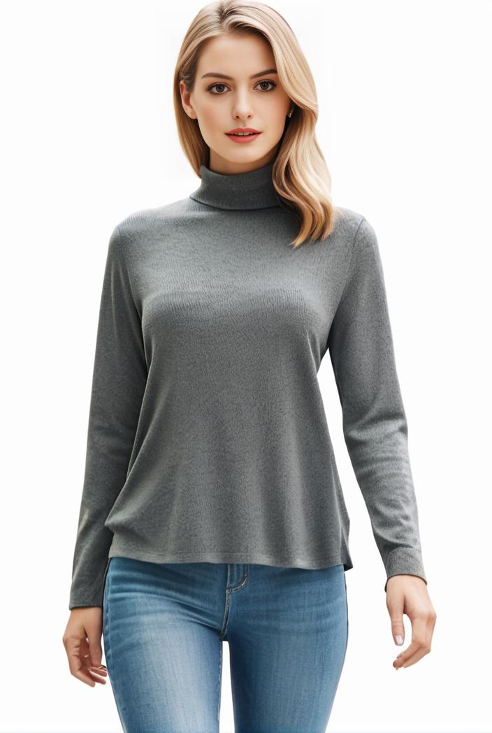 3 sets of turtleneck tees comfy long sleeve shirt perfect for spring autumn women s apparel 105344