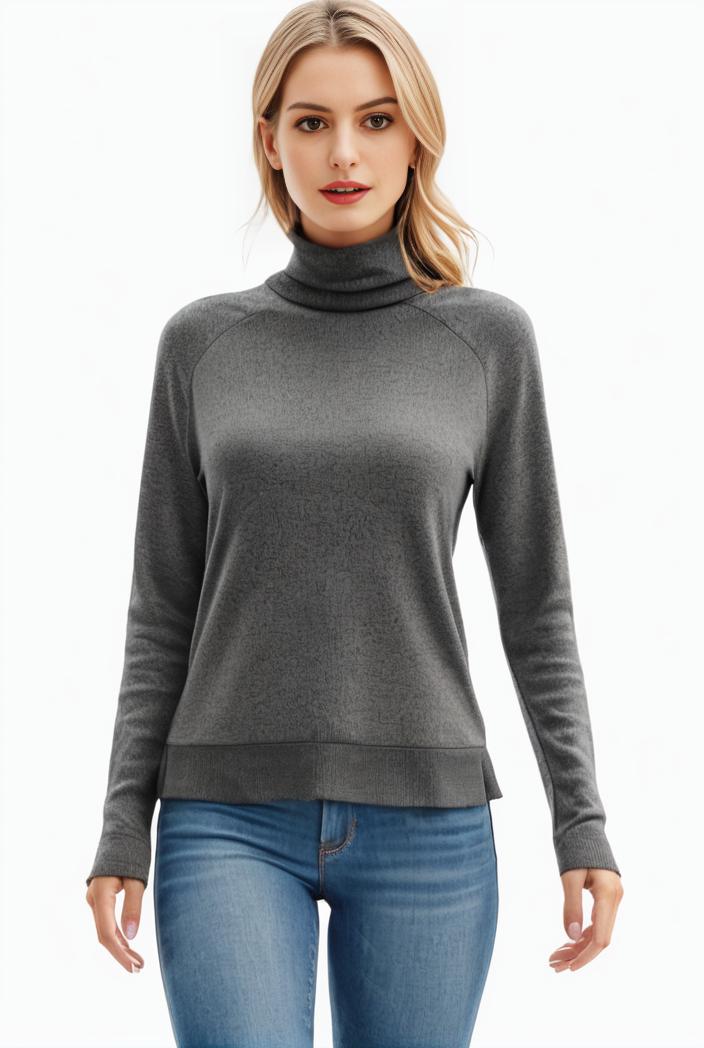 3 sets of turtleneck tees comfy long sleeve shirt perfect for spring autumn women s apparel 105349