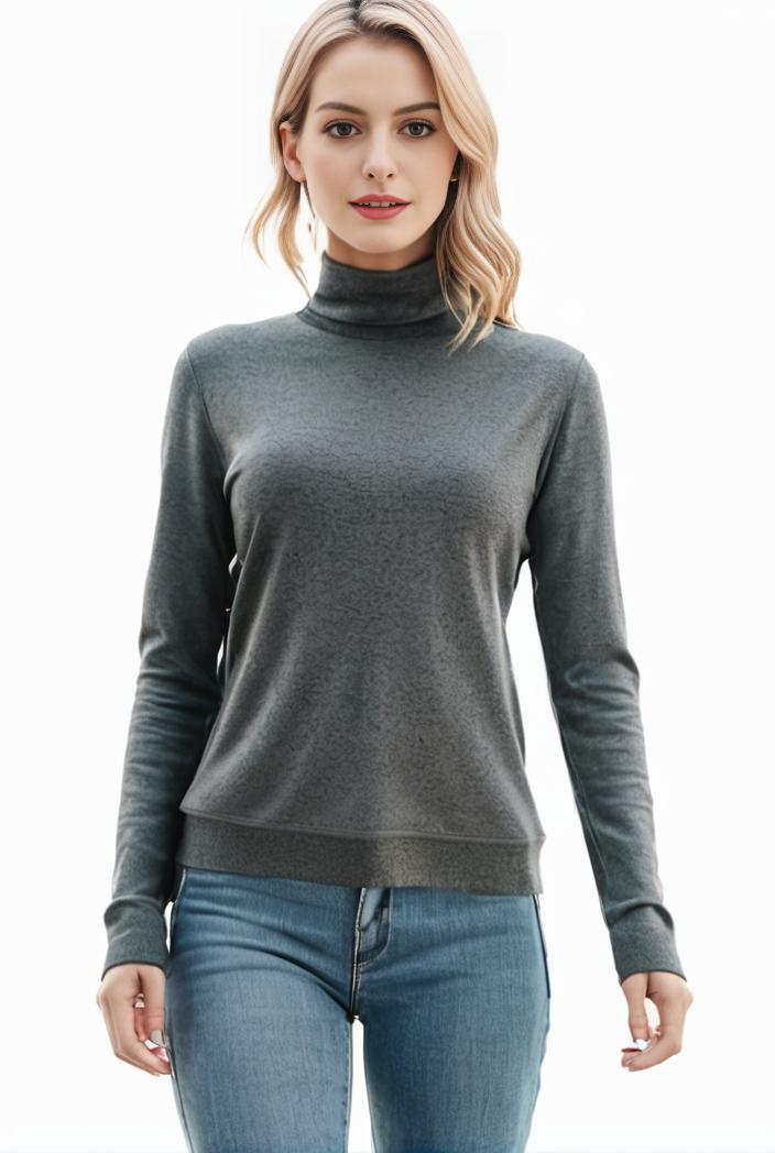 3 sets of turtleneck tees comfy long sleeve shirt perfect for spring autumn women s apparel 105354