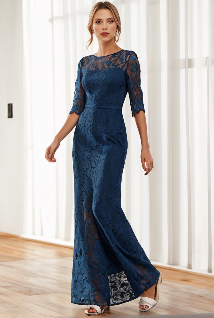 3 4 sleeve bodycon plunging back sequin evening dress 125892