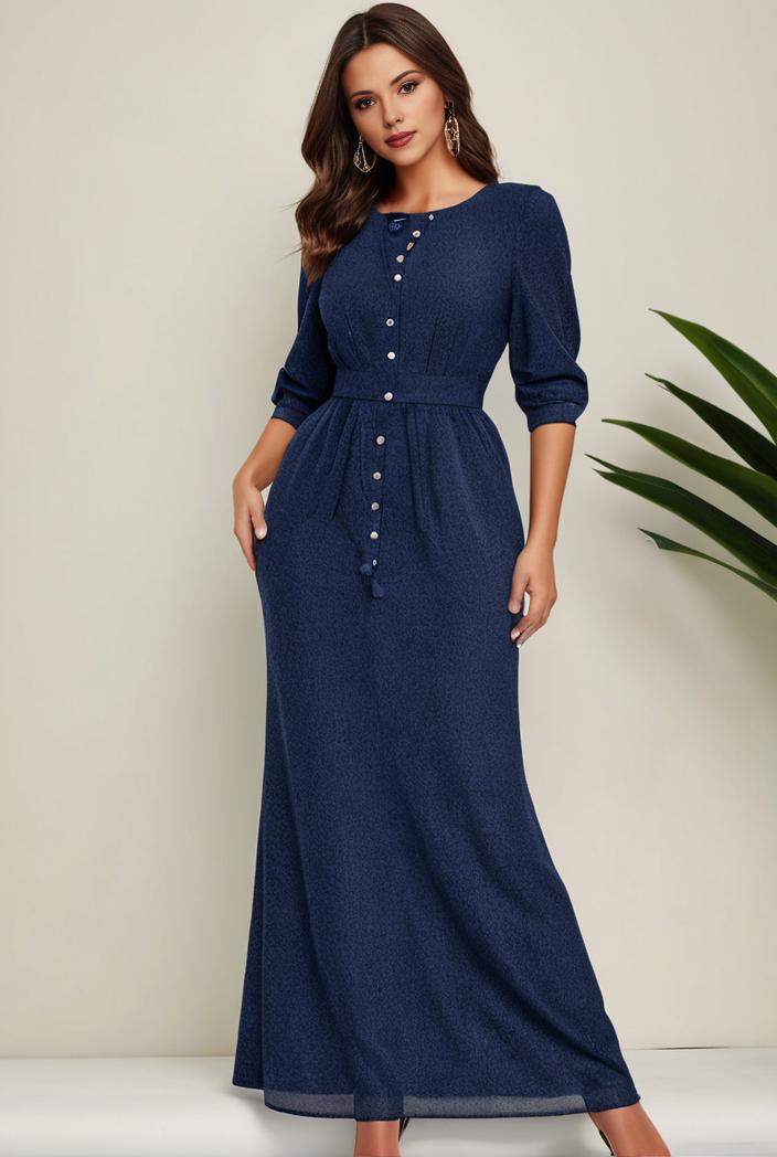 3 4 sleeve bodycon plunging back sequin evening dress 125898