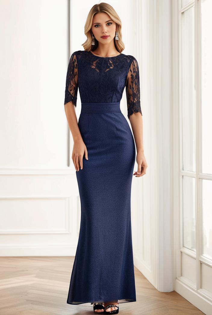 3 4 sleeve bodycon plunging back sequin evening dress 125928
