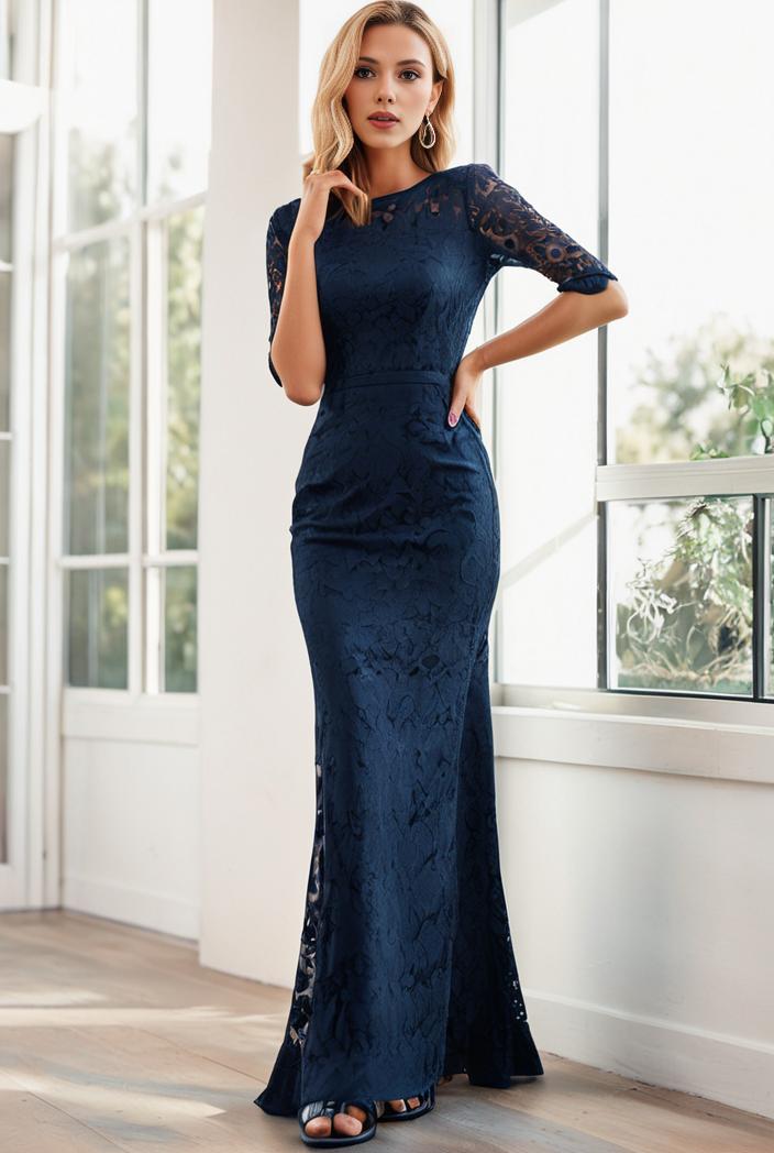 3 4 sleeve bodycon plunging back sequin evening dress 125943