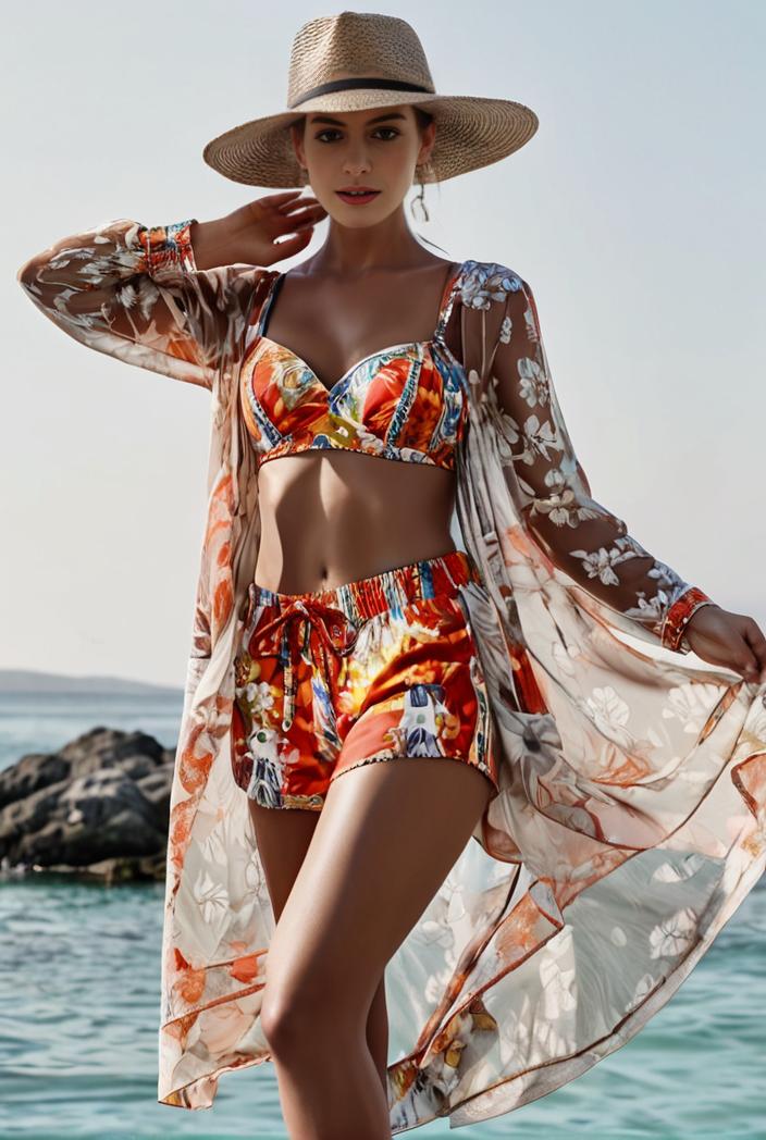 3 pieces sexy print bikini women high waist swimsuit cover up swimwear female lady bathing suit swimming summer beachwear 140192