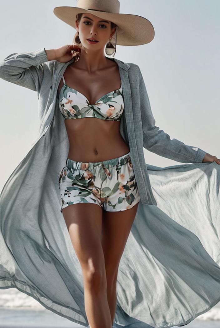 3 pieces sexy print bikini women high waist swimsuit cover up swimwear female lady bathing suit swimming summer beachwear 140230