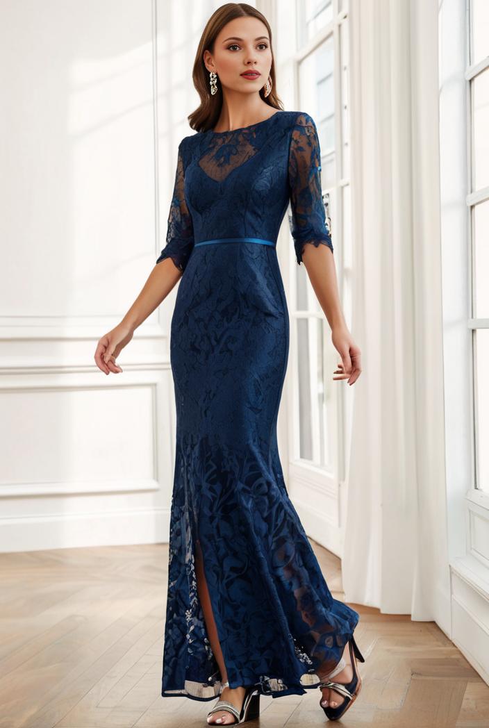 3 4 sleeve bodycon plunging back sequin evening dress 117091