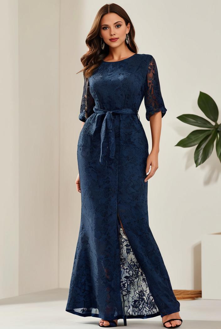 3 4 sleeve bodycon plunging back sequin evening dress 117102