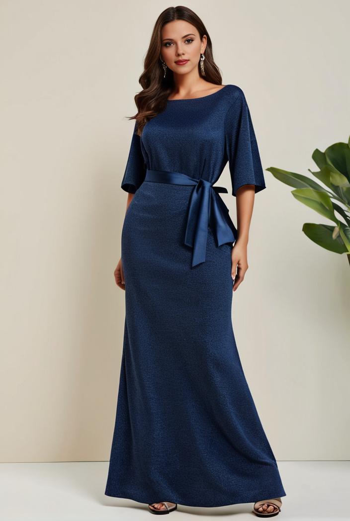 3 4 sleeve bodycon plunging back sequin evening dress 117104