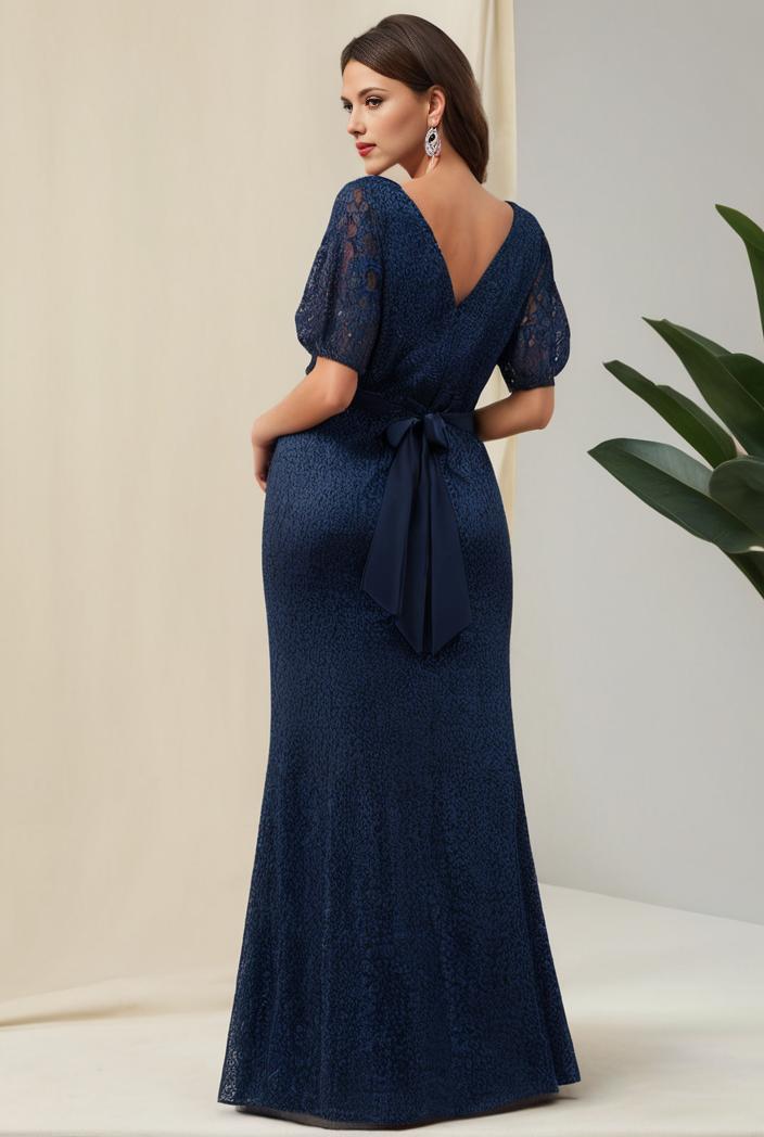 3 4 sleeve bodycon plunging back sequin evening dress 117115