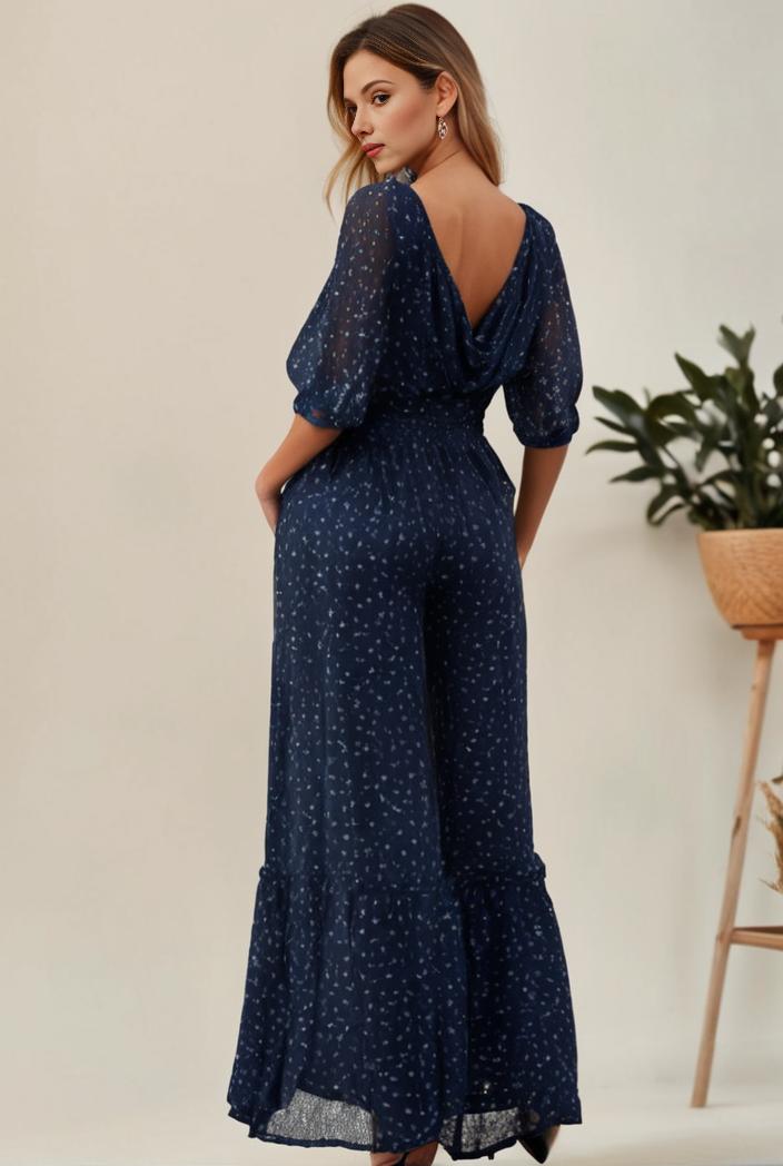 3 4 sleeve bodycon plunging back sequin evening dress 117114