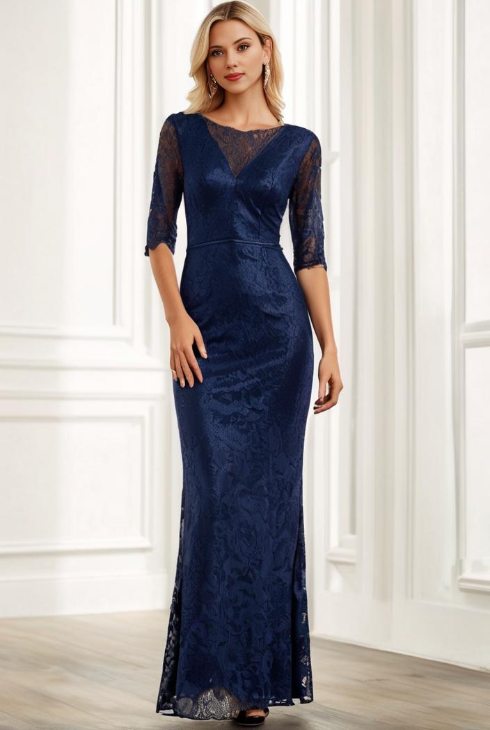 3 4 sleeve bodycon plunging back sequin evening dress 117131