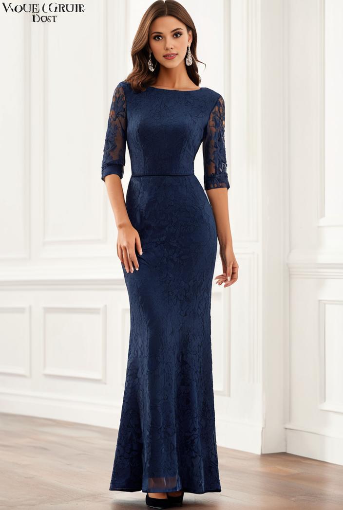 3 4 sleeve bodycon plunging back sequin evening dress 117134