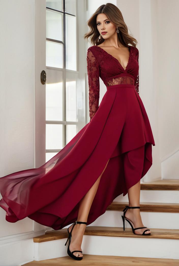 3 4 sleeve sheer sequin stripe high low hem evening dress 117157