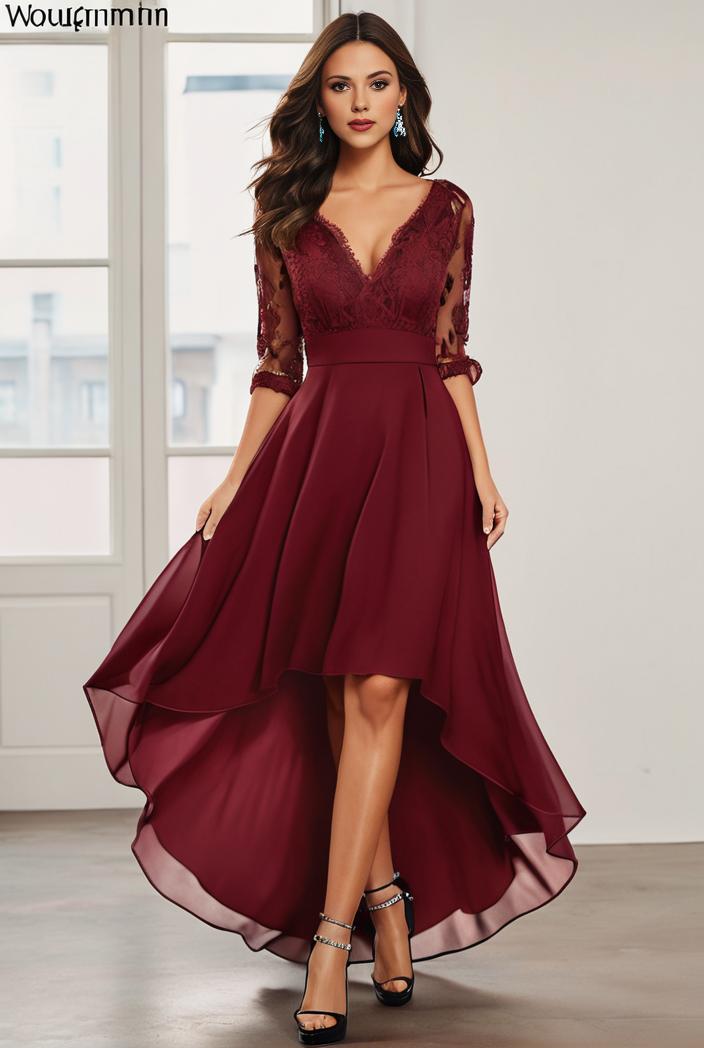 3 4 sleeve sheer sequin stripe high low hem evening dress 117165