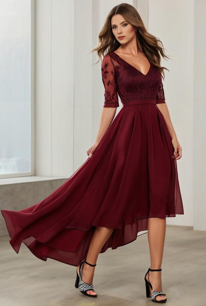 3 4 sleeve sheer sequin stripe high low hem evening dress 117182