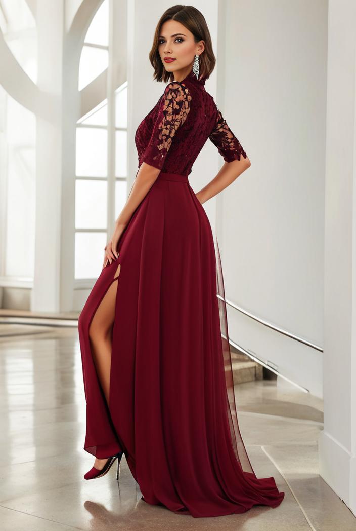 3 4 sleeve sheer sequin stripe high low hem evening dress 117186