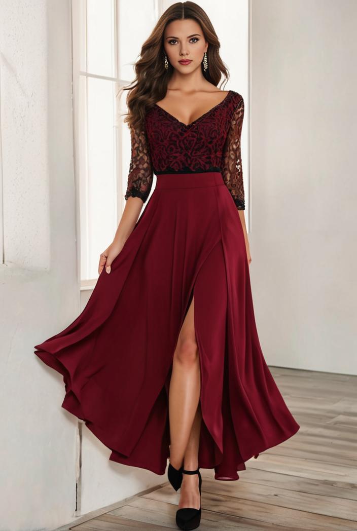 3 4 sleeve sheer sequin stripe high low hem evening dress 117204