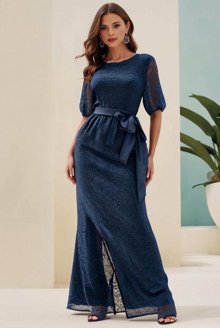 3 4 sleeve bodycon plunging back sequin evening dress 142395