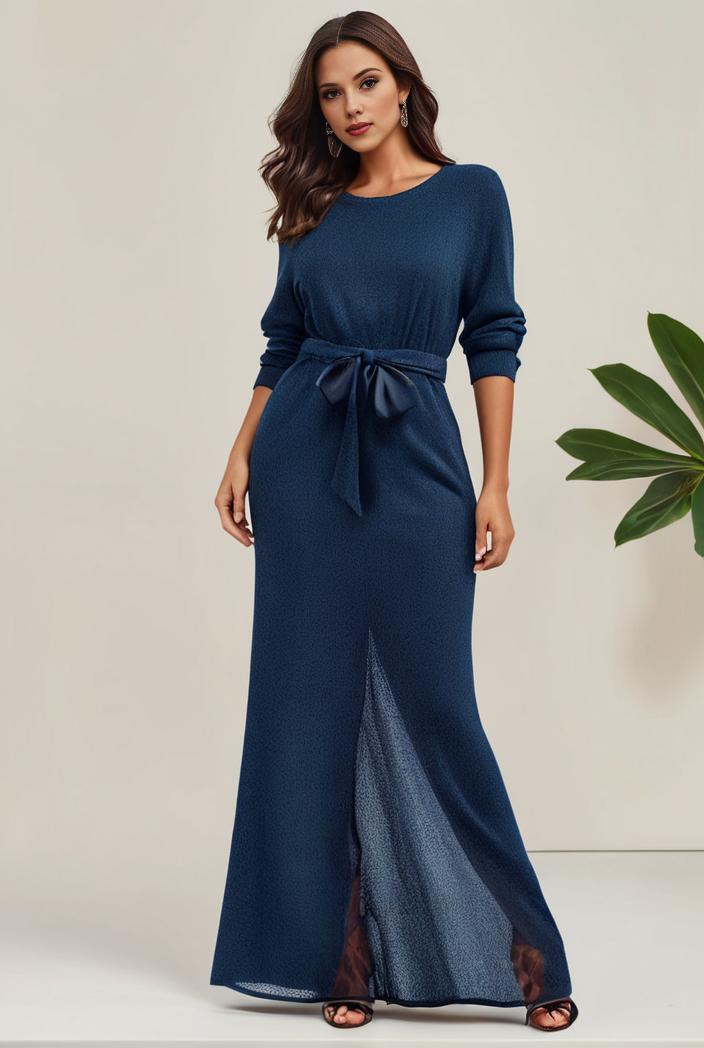 3 4 sleeve bodycon plunging back sequin evening dress 142397