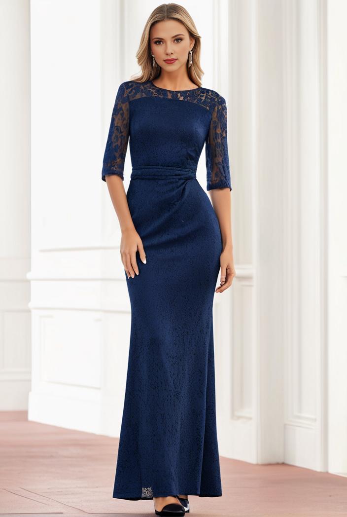 3 4 sleeve bodycon plunging back sequin evening dress 142428