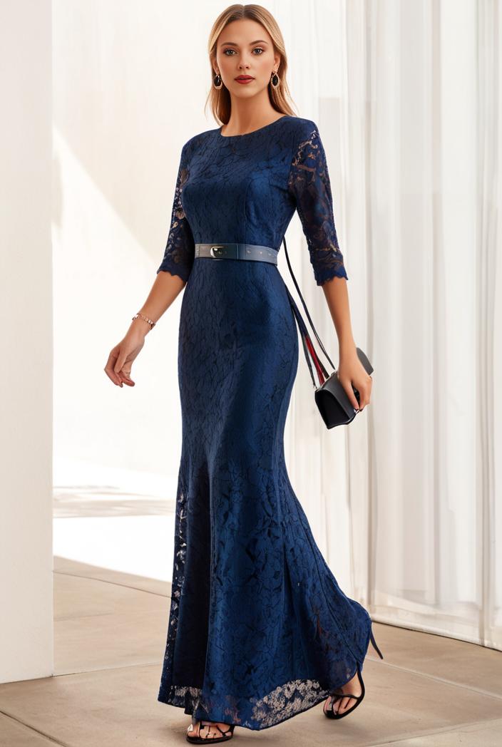 3 4 sleeve bodycon plunging back sequin evening dress 136242